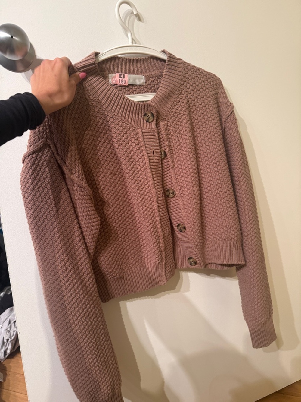 Free People Cropped Chunky Knit Cardigan - Dusty Mauve
